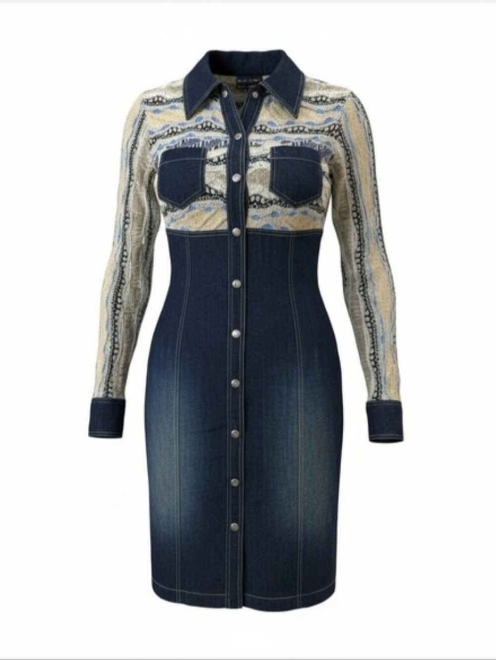 RARE Coogi Denim Sweater Bodycon Dress